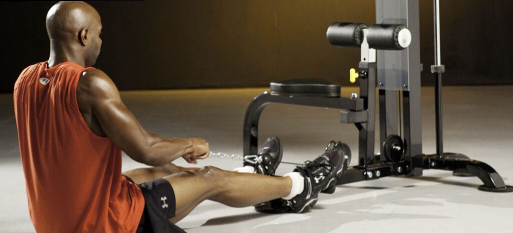 Roging in contains in the pulley lasso: bodybuilding